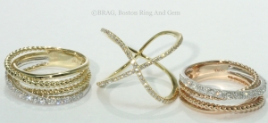Gold and Diamond CrissCross Rings 