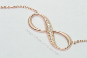 rose gold diamond infinity pendant necklace