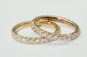 18k Yellow and Rose Gold Eternity Wedding Rings