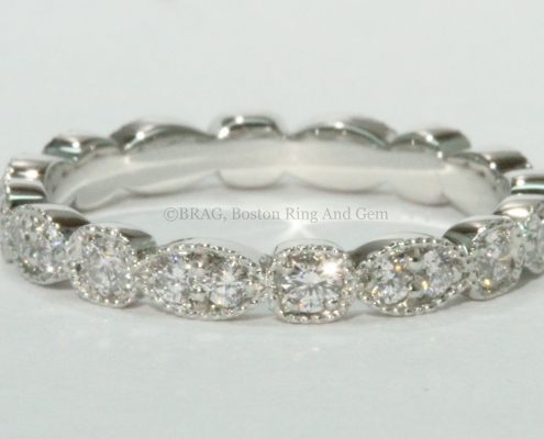 platinum diamond vintage antique inspired eternity wedding band