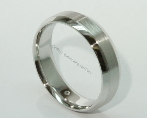 platinum bevel edge men's wedding band