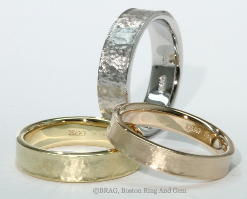 mens wedding band rose gold yellow gold platinum hammered