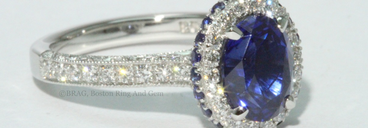 sapphire halo custom engagement ring