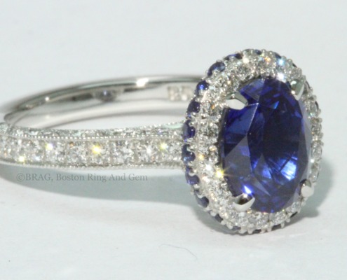 sapphire halo custom engagement ring