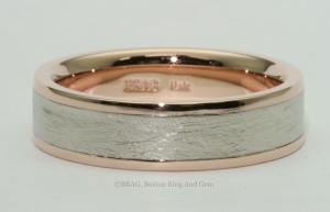 modern unique two tone platinum and red rose gold men's wedding band