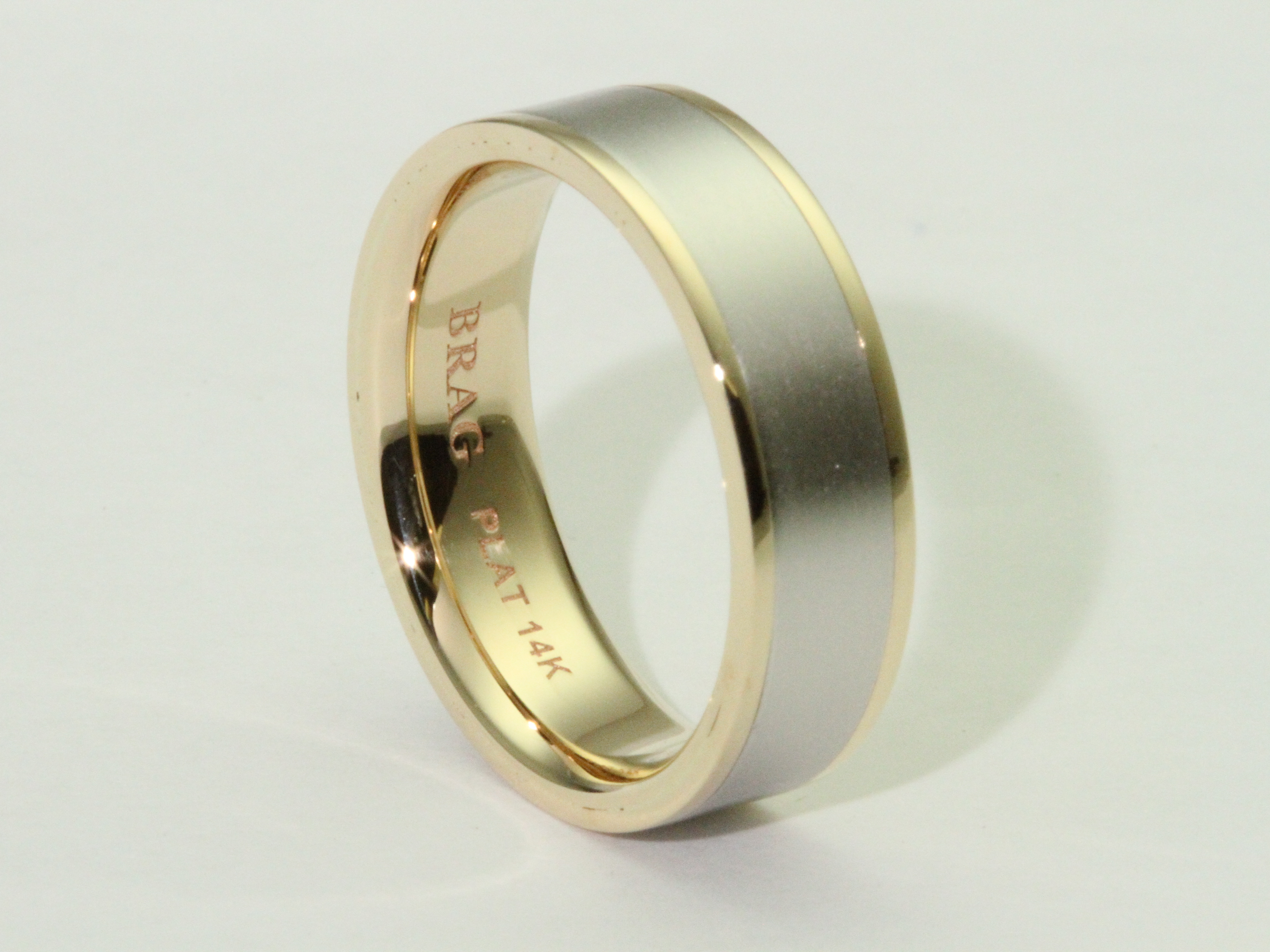 modern platinum gold men�s wedding band Boston Ring and Gem