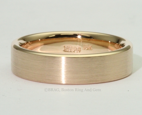 modern rose red gold mend wedding band