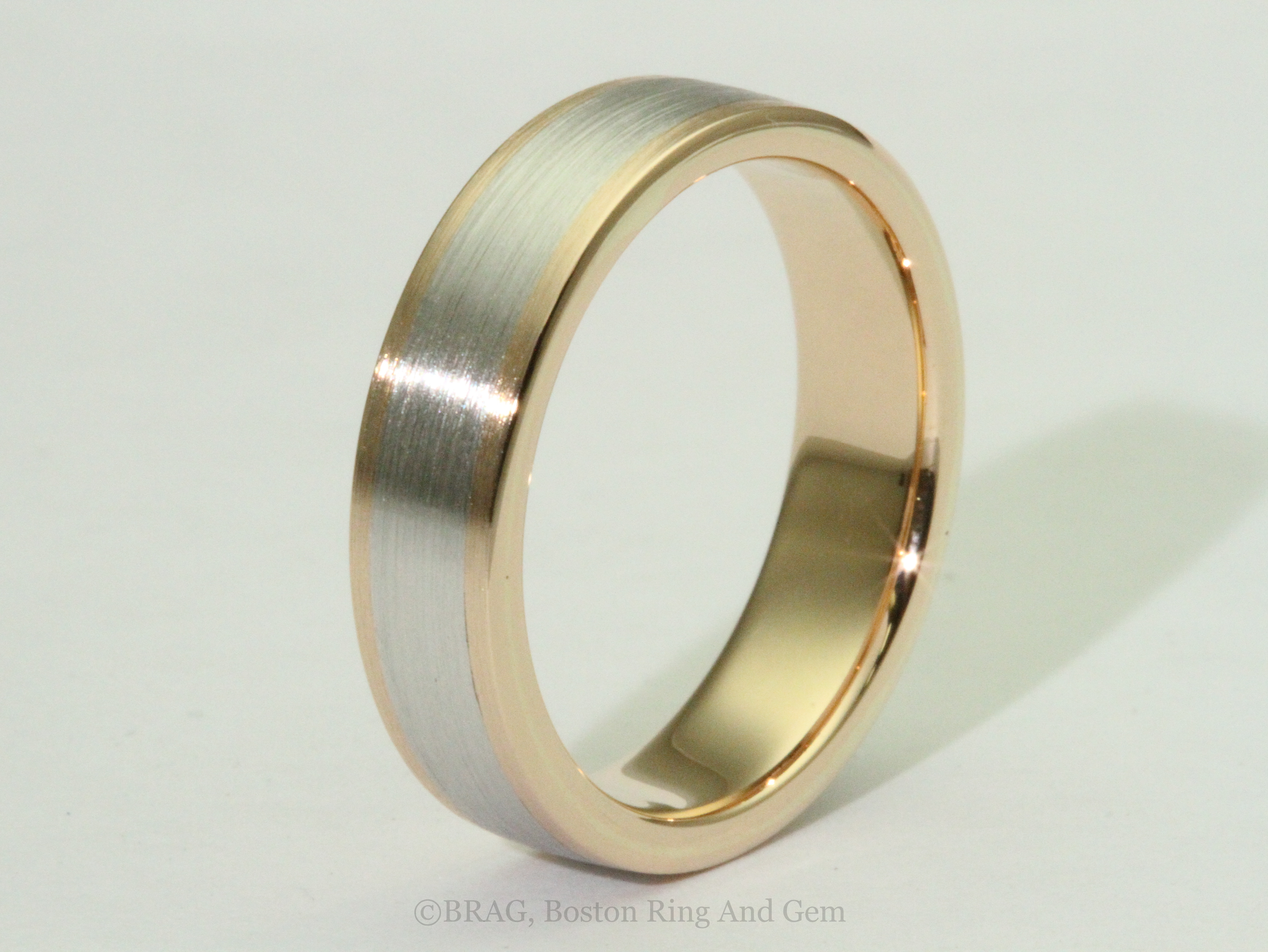 modern platinum gold men's wedding band | Boston Ring and Gem