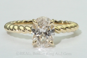 gold engagement ring diamond solitaire unique rope