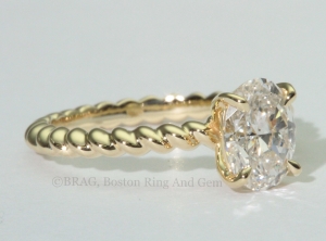 gold engagement ring diamond solitaire unique rope