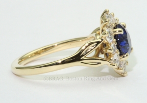 sapphire diamond gold halo unique engagement ring