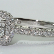 Vintage antique cushion platinum diamond halo engagement ring