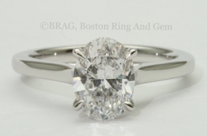 oval diamond platinum cathedral solitaire engagement ring