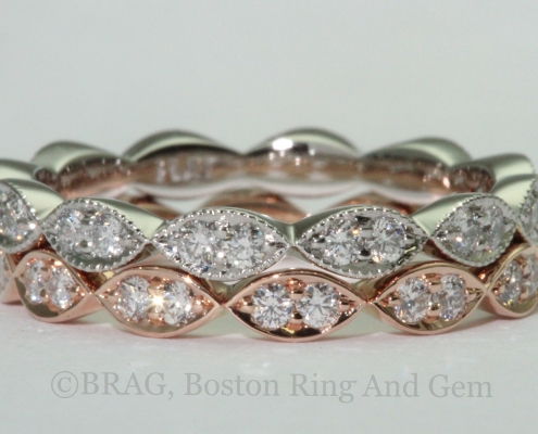 rose gold platinum diamond wedding eternity band