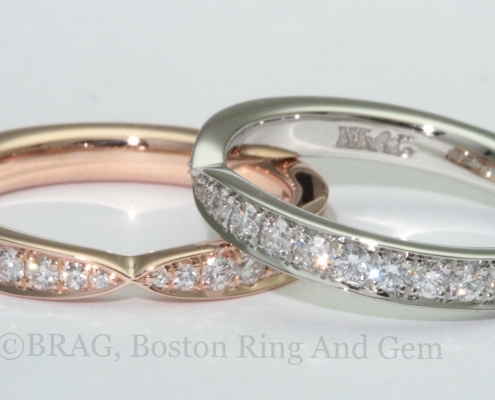 rose gold platinum diamond eternity wedding band unique