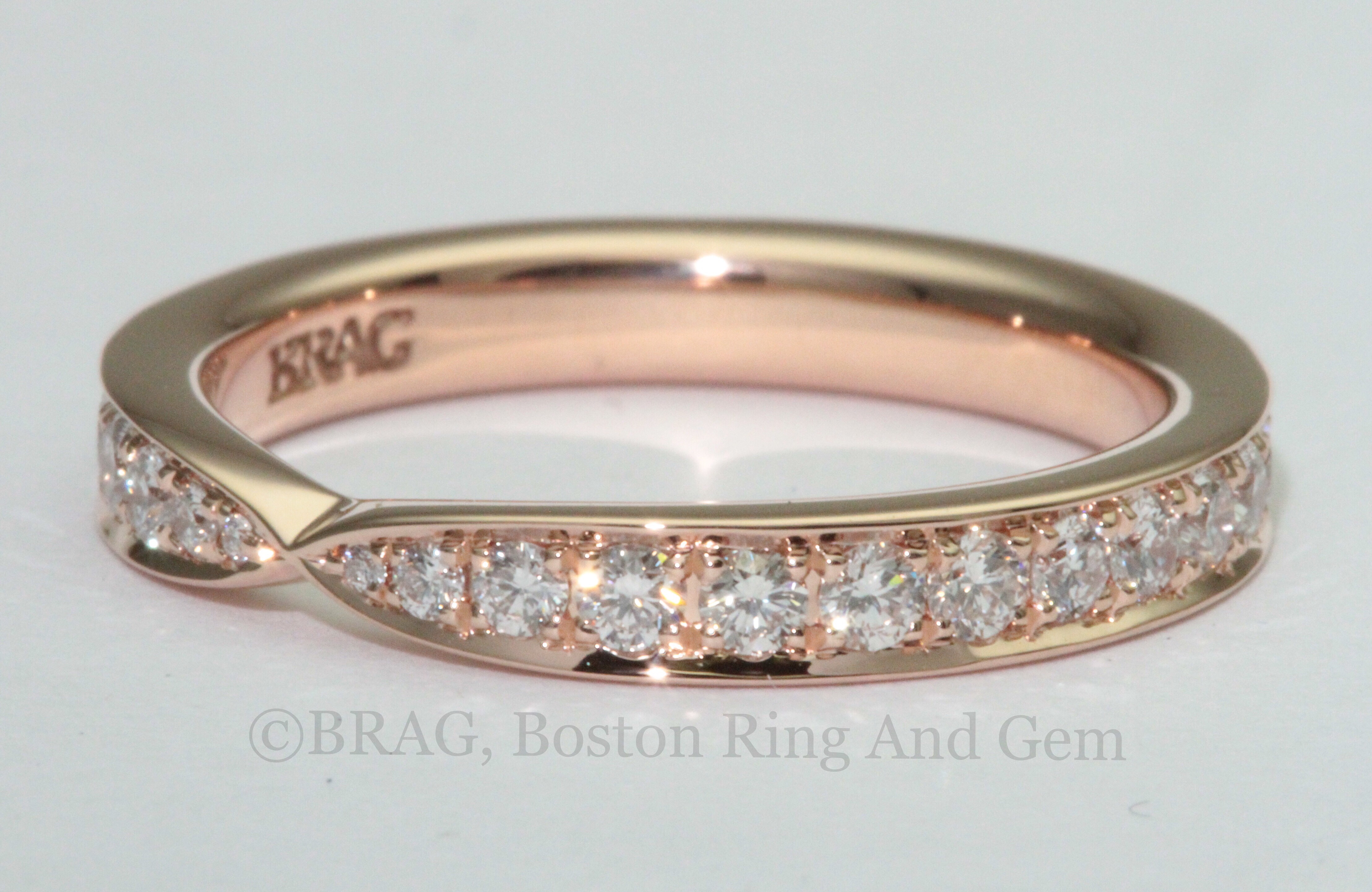  rose  gold  platinum  diamond eternity wedding  band  unique 