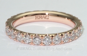 rose gold platinum diamond eternity wedding band unique