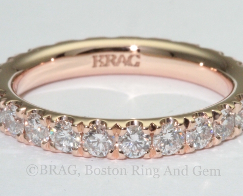 rose gold platinum diamond eternity wedding band unique