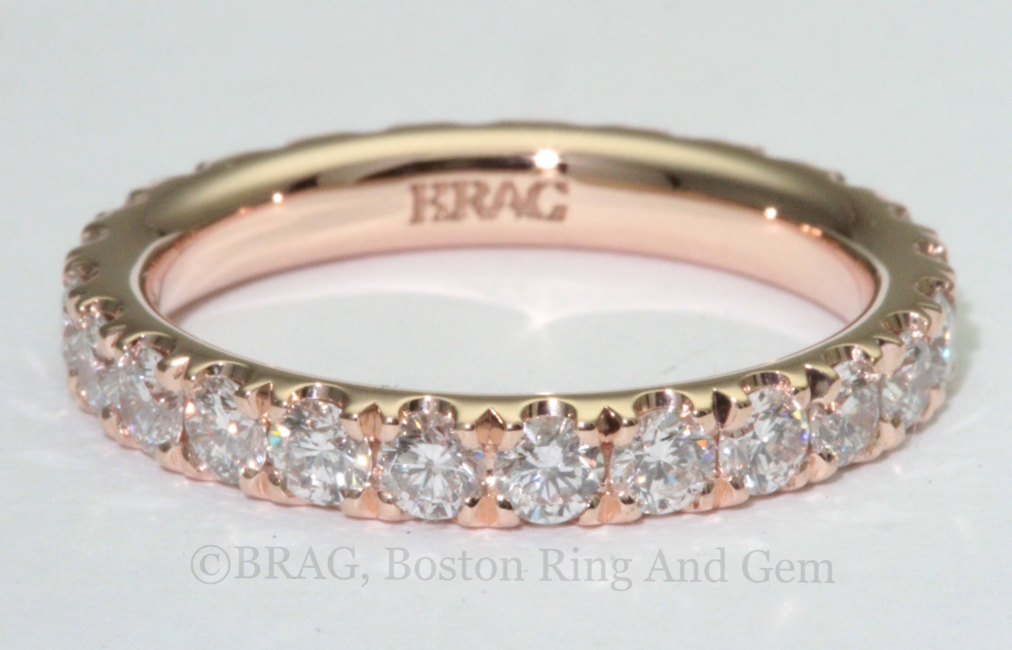 rose gold platinum diamond eternity wedding band unique Boston Ring and Gem