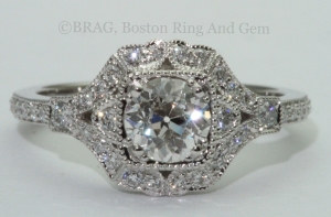 vintage halo engagement diamond ring