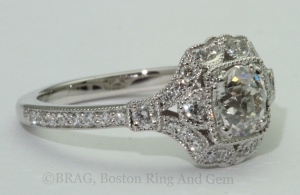 vintage halo engagement diamond ring