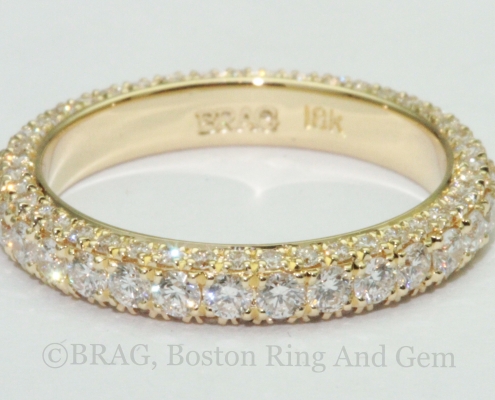 gold and diamond pave wedding ring
