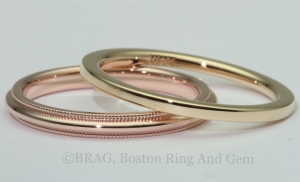 Rose and yellow gold wedding rings