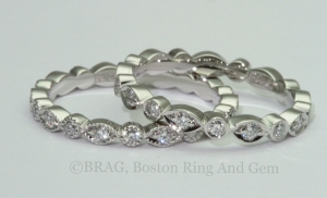 Round and marquise alternating Platinum and diamond eternity wedding ring