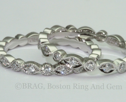 Round and marquise alternating Platinum and diamond eternity wedding ring