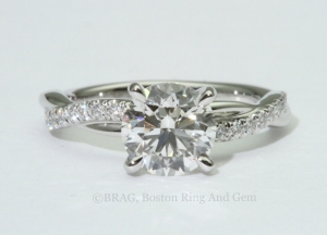 platinum engagement ring diamond solitaire unique twist