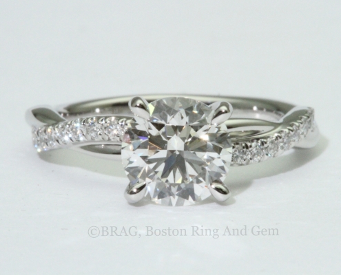 platinum engagement ring diamond solitaire unique twist