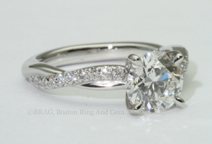 platinum engagement ring diamond solitaire unique twist