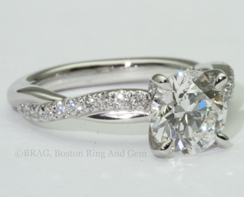 platinum engagement ring diamond solitaire unique twist