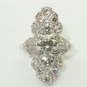 Platinum diamond vintage shield ring