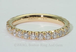 18k yellow gold and diamond French cut set eternity wedding ring