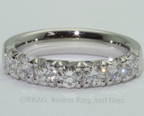 Platinum and diamond 7 stone French cut set band