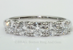 Platinum and diamond, 5 stone ring with U shaped prongs