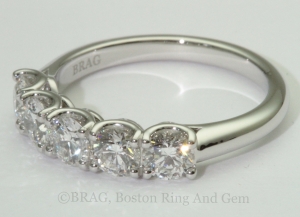Platinum and diamond, 5 stone ring with U shaped prongs