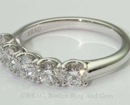 Platinum and diamond, 5 stone ring with U shaped prongs