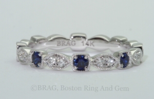Diamond and sapphire art deco inspired eternity ring