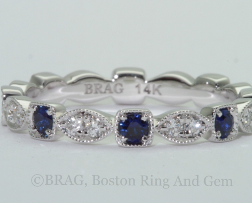 Diamond and sapphire art deco inspired eternity ring