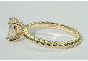 gold engagement ring diamond solitaire unique rope