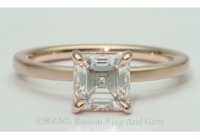 Asscher cut diamond in rose gold solitaire engagement ring
