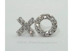 X O diamond and white gold stud earrings