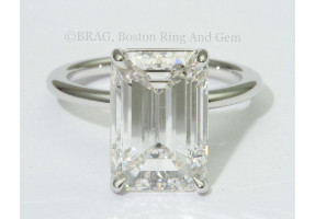 Emerald cut diamond platinum solitaire Engagement Ring