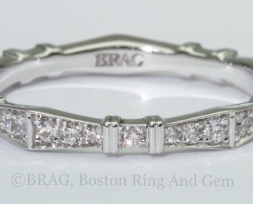 Art deco Geometric diamond and platinum wedding ring