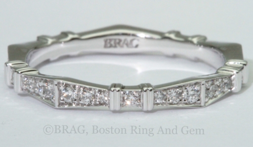 Art deco Geometric diamond and platinum wedding ring