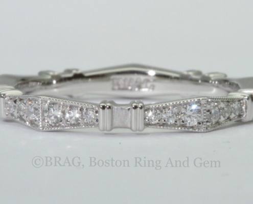 Art deco Geometric diamond and platinum wedding ring