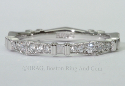 Art deco Geometric diamond and platinum wedding ring