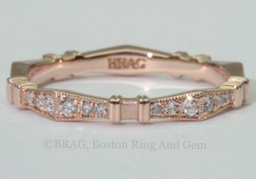 Art deco Geometric diamond and rose gold wedding ring